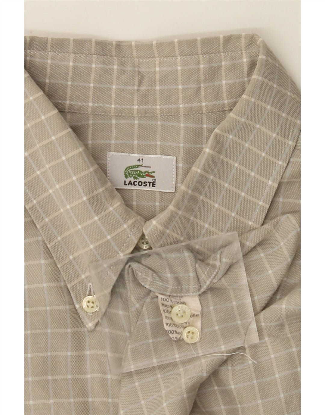 Мужская рубашка LACOSTE, размер 41, большая серая клетка, хлопок