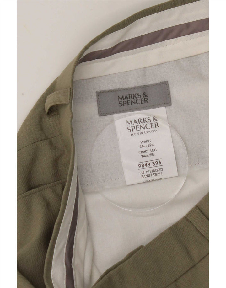 Мужские костюмные брюки Marks & Spencer W32 L29 хаки, полиэстер