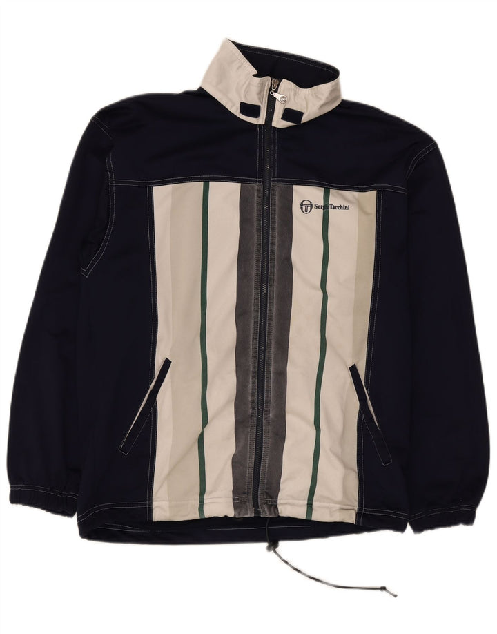 Мужская спортивная куртка Sergio Tacchini среднего размера, темно-синяя, с цветными блоками