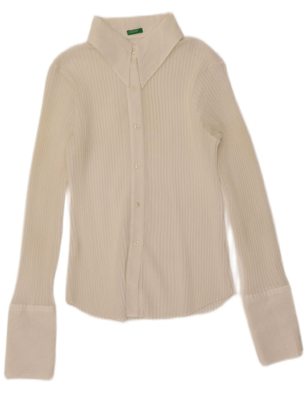 Женская прозрачная рубашка оверсайз Benetton UK 6 XS из белого полиэстера