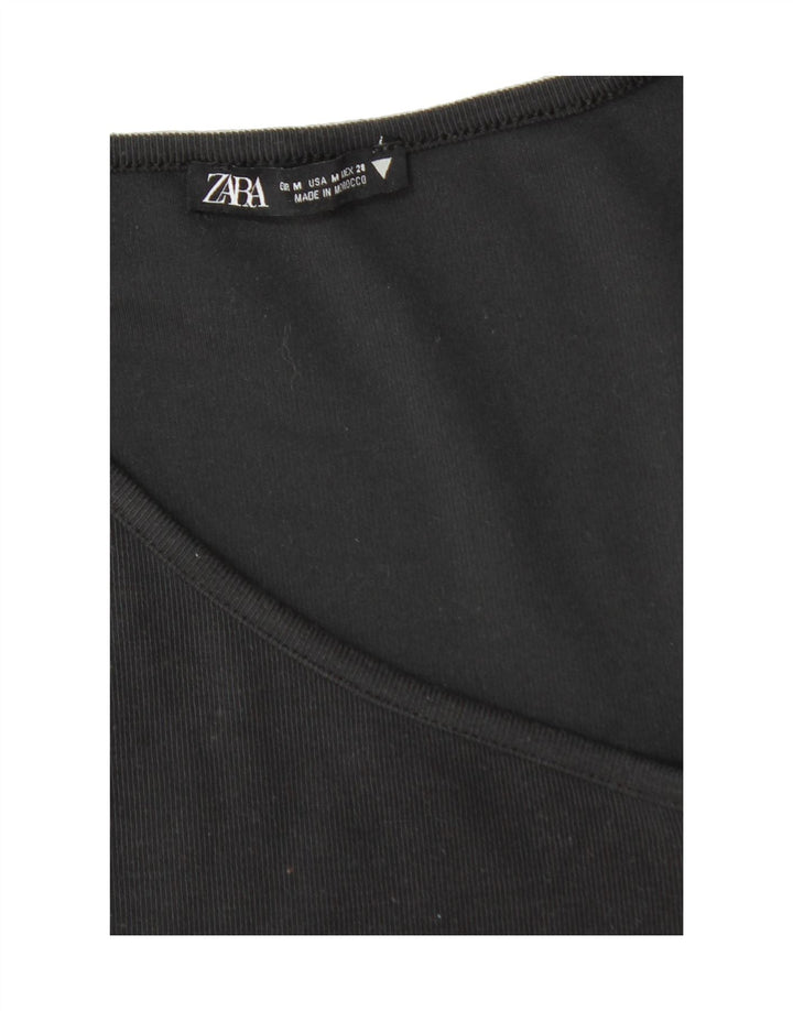 ZARA Womens Top Long Sleeve UK 12 Medium Black Polyester Vintage Zara and Second-Hand Zara from Messina Hembry 