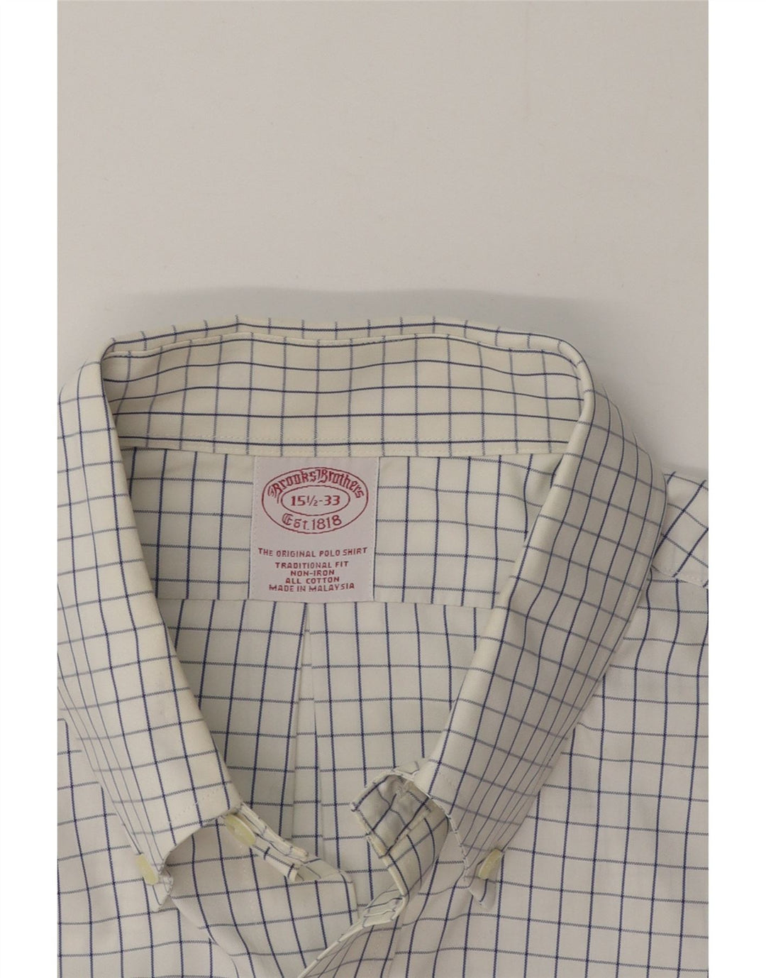 Мужская рубашка традиционного кроя Brooks Brothers, размер 15, 1/2, средняя, белая клетка
