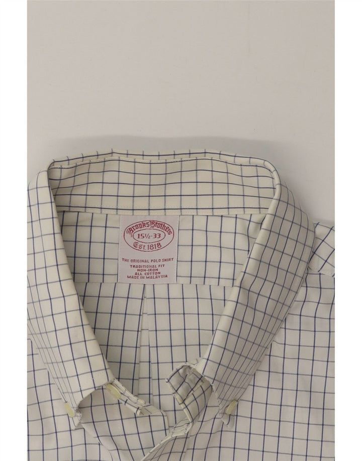 Мужская рубашка традиционного кроя Brooks Brothers, размер 15, 1/2, средняя, белая клетка