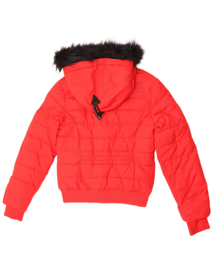 Женская утепленная куртка Superdry The Toggle Puffer с графическим рисунком UK 12, средний красный