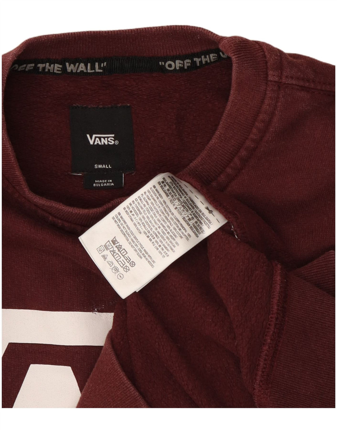 Мужской свитшот с рисунком Vans, маленький бордовый хлопковый джемпер