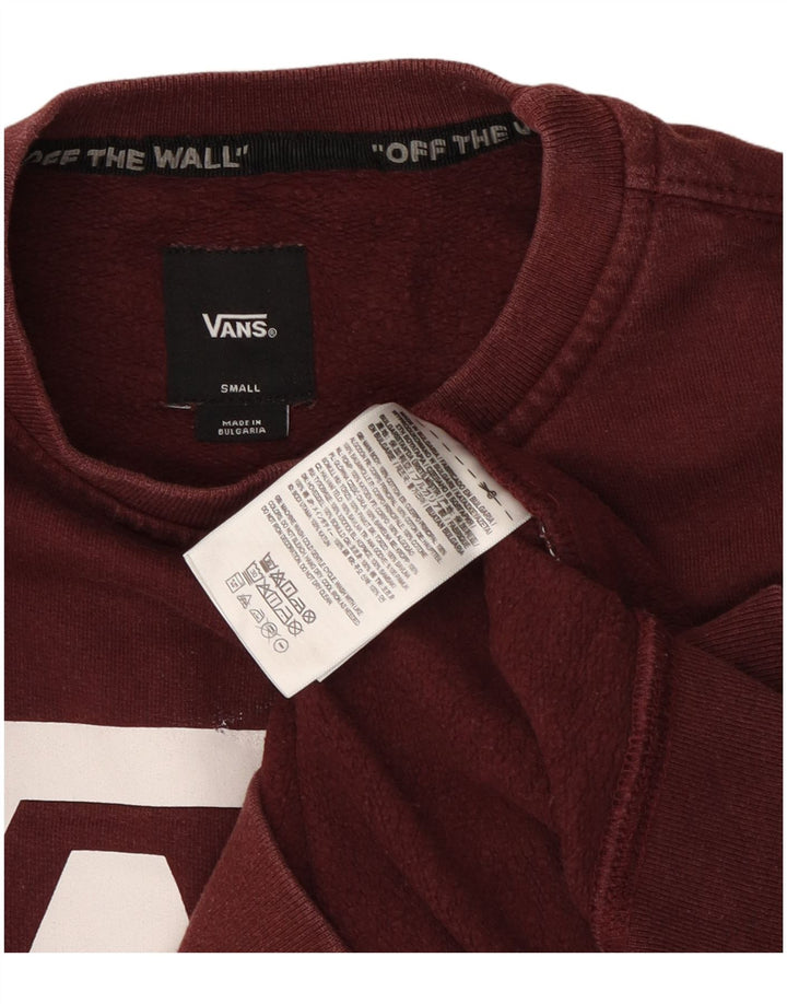 Мужской свитшот с рисунком Vans, маленький бордовый хлопковый джемпер