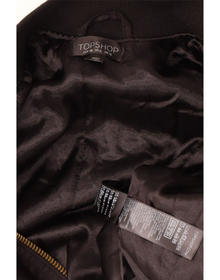 Женская куртка-бомбер оверсайз Topshop UK 10, маленький черный полиэстер
