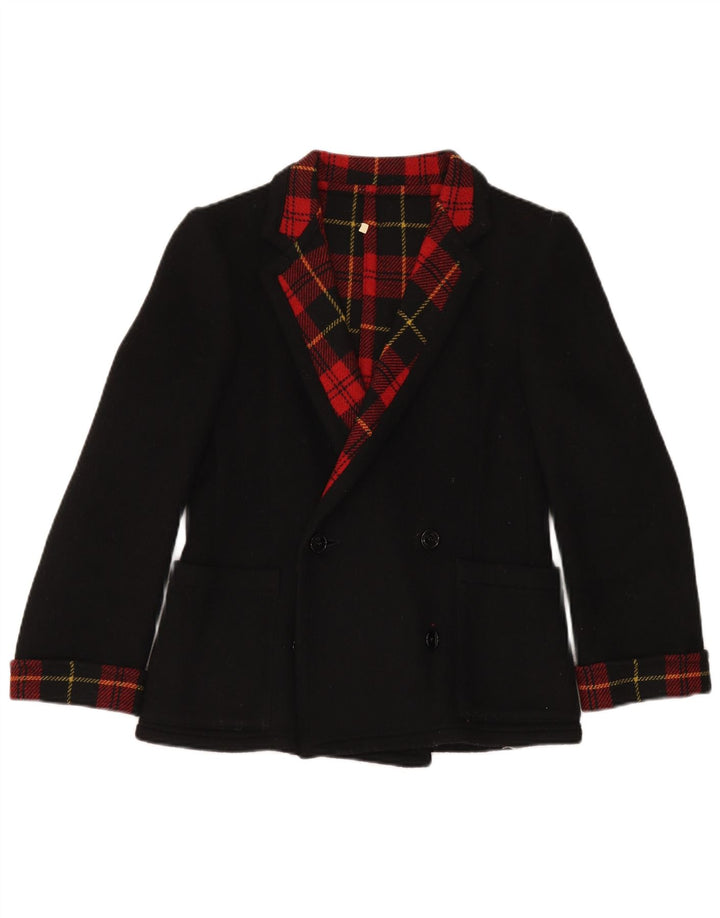 Винтажный женский двубортный пиджак IT 42, средний черный в клетку