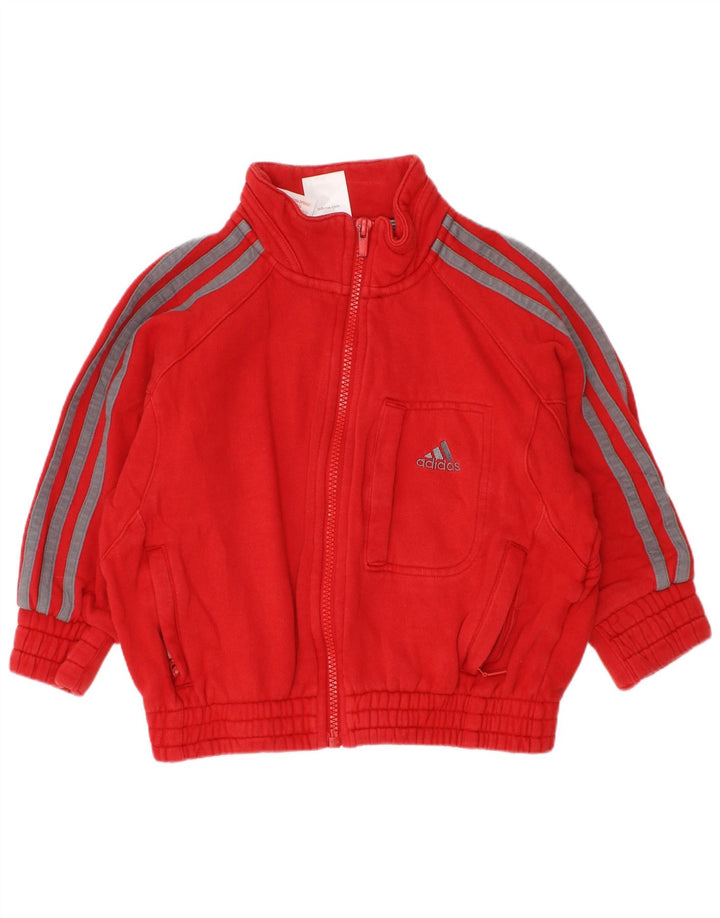 ADIDAS Boys Tracksuit Top Jacket 3-4 Years Red Cotton