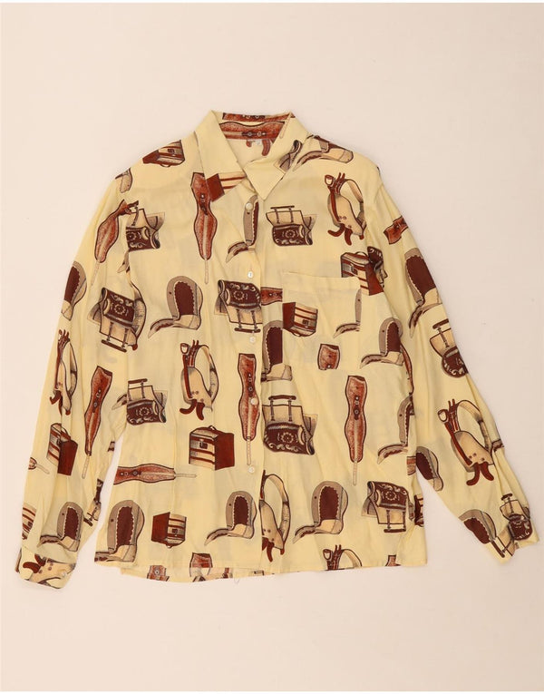 VINTAGE Женская блузка-рубашка оверсайз UK 14 Средний Off White