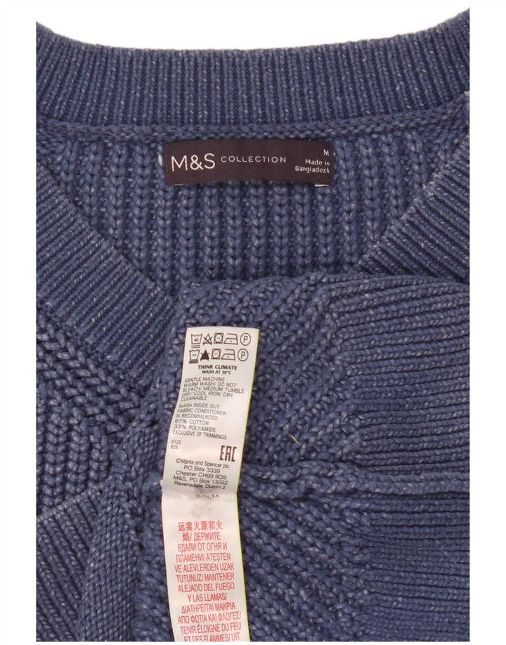 Женский джемпер с v-образным вырезом Marks & Spencer, Великобритания 14, средний синий хлопок