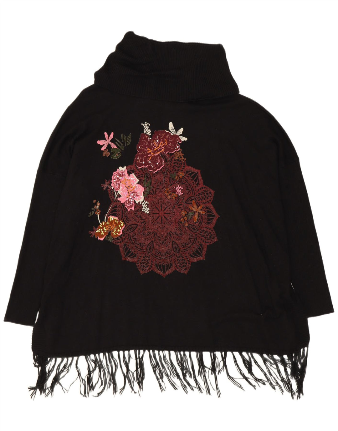 Женский свободный джемпер с высоким воротником Desigual UK 18 XL, черный вискоза