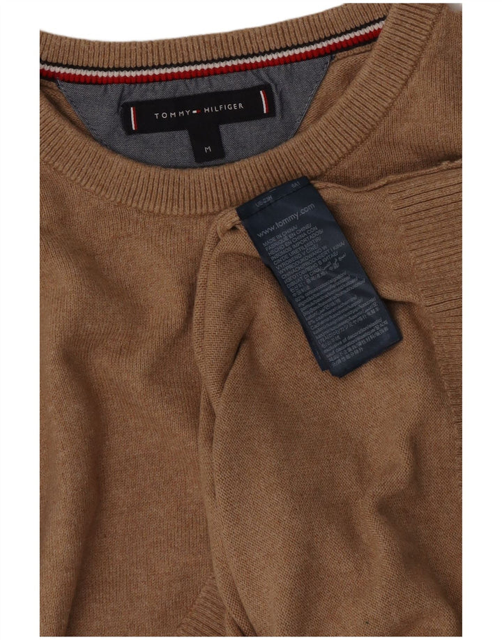 Мужской джемпер с круглым вырезом Tommy Hilfiger, хлопковый джемпер среднего коричневого цвета