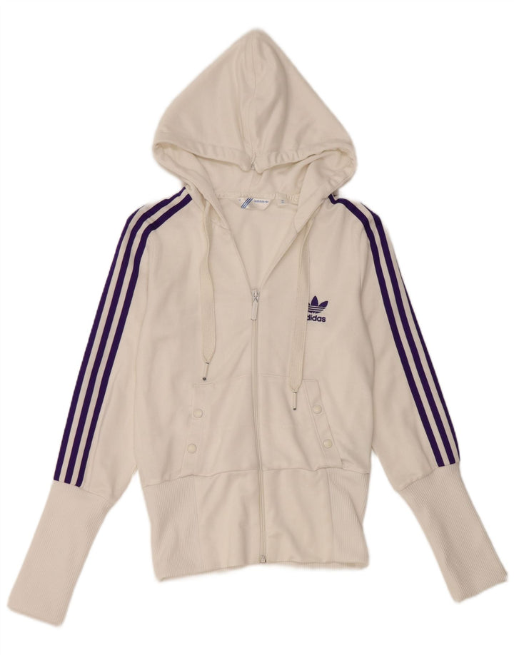 Женский свитер с капюшоном на молнии Adidas EU 36, маленький белый полиэстер