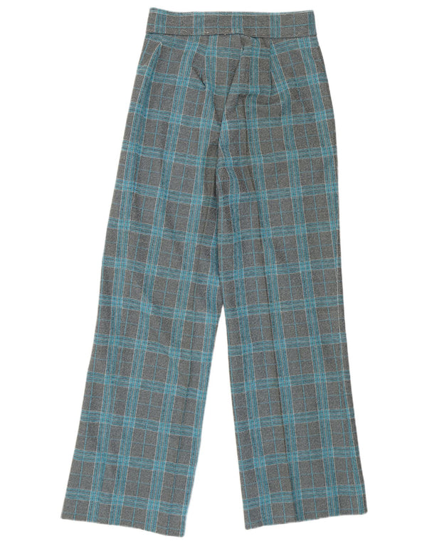 ВИНТАЖНЫЕ женские повседневные брюки с высокой талией и широкими штанинами W27 L29 серого цвета в клетку