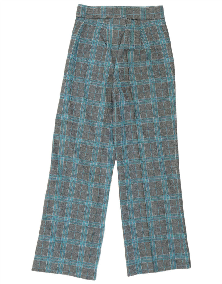 ВИНТАЖНЫЕ женские повседневные брюки с высокой талией и широкими штанинами W27 L29 серого цвета в клетку