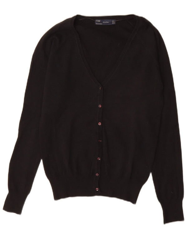 Женский кардиган Zara UK 10, маленький черный хлопковый свитер
