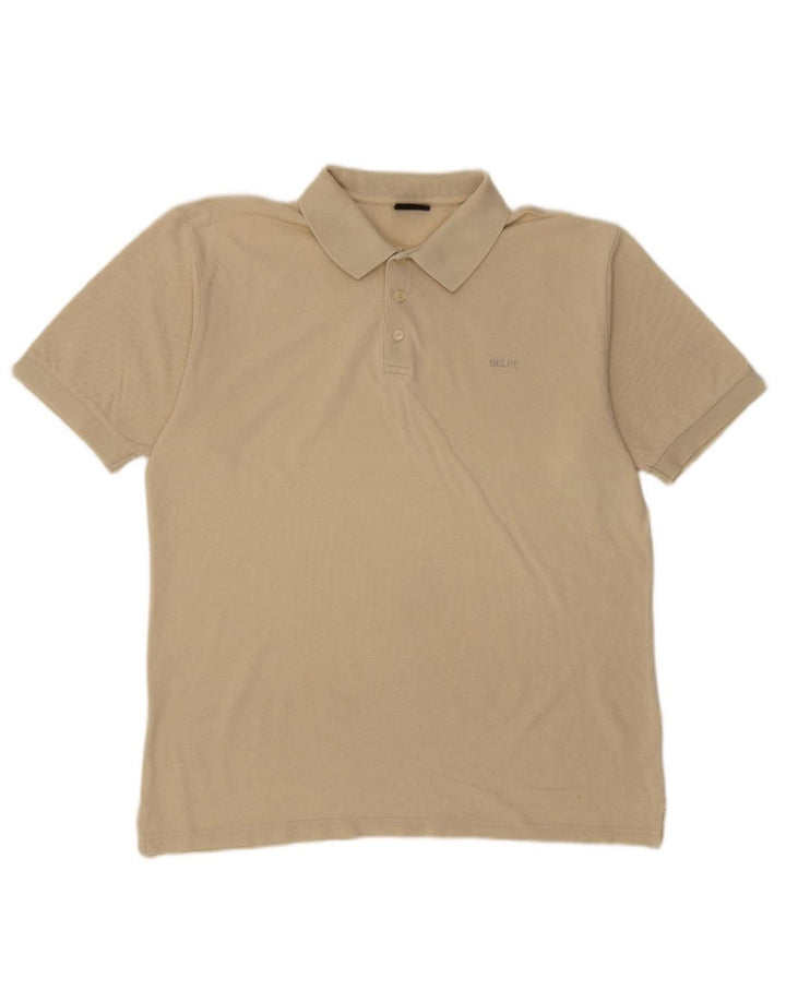 BELFE Mens Polo Shirt Large Beige