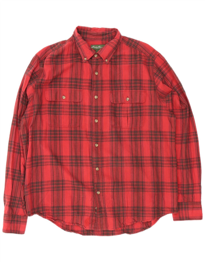 Мужская фланелевая рубашка Eddie Bauer XL, красный клетчатый хлопок