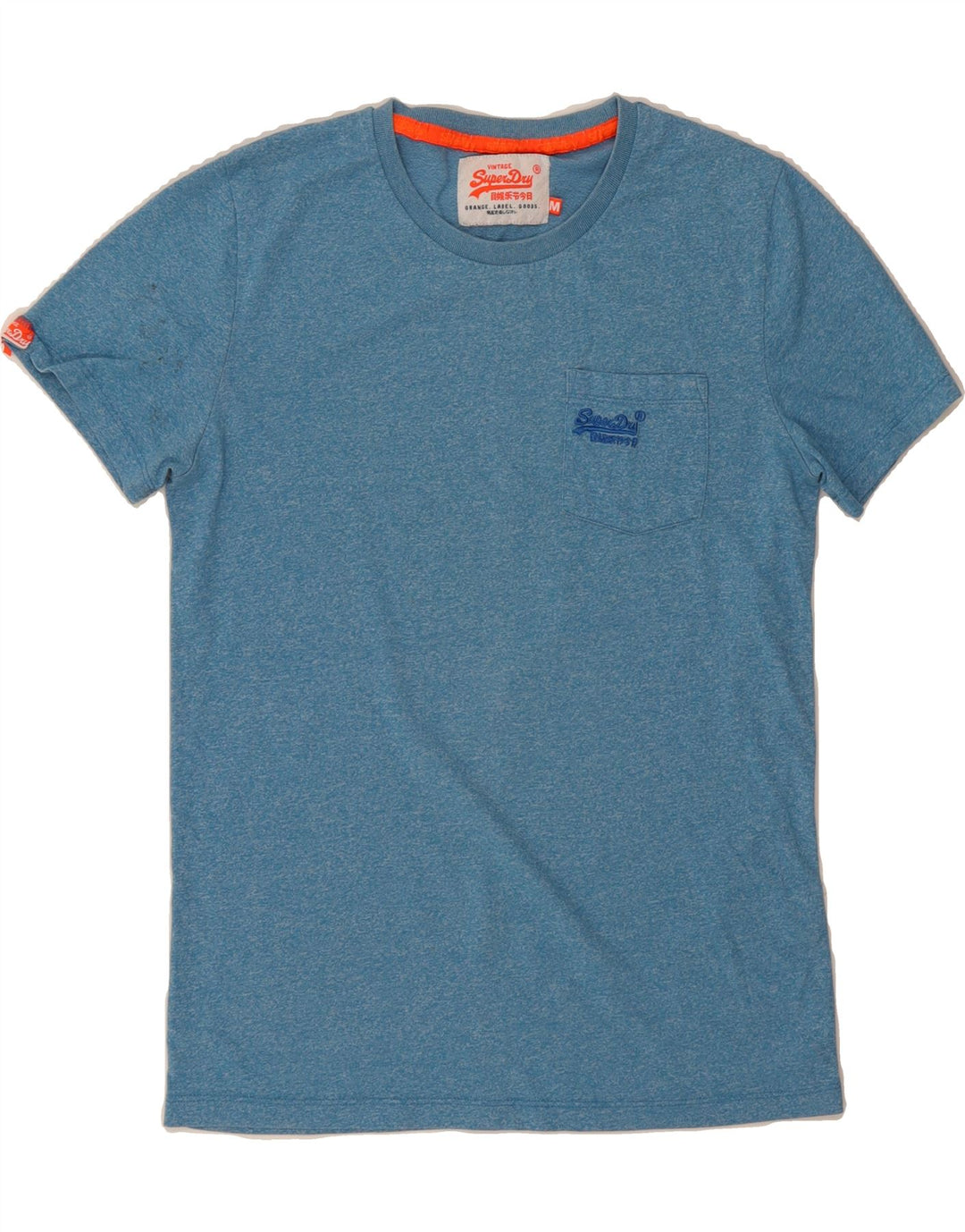 SUPERDRY Mens T-Shirt Top Medium Blue Flecked Polyester Vintage Superdry and Second-Hand Superdry from Messina Hembry 