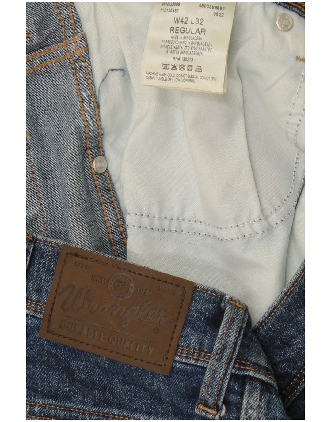 Мужские укороченные прямые джинсы WRANGLER стандартного кроя W42 L26, синий хлопок