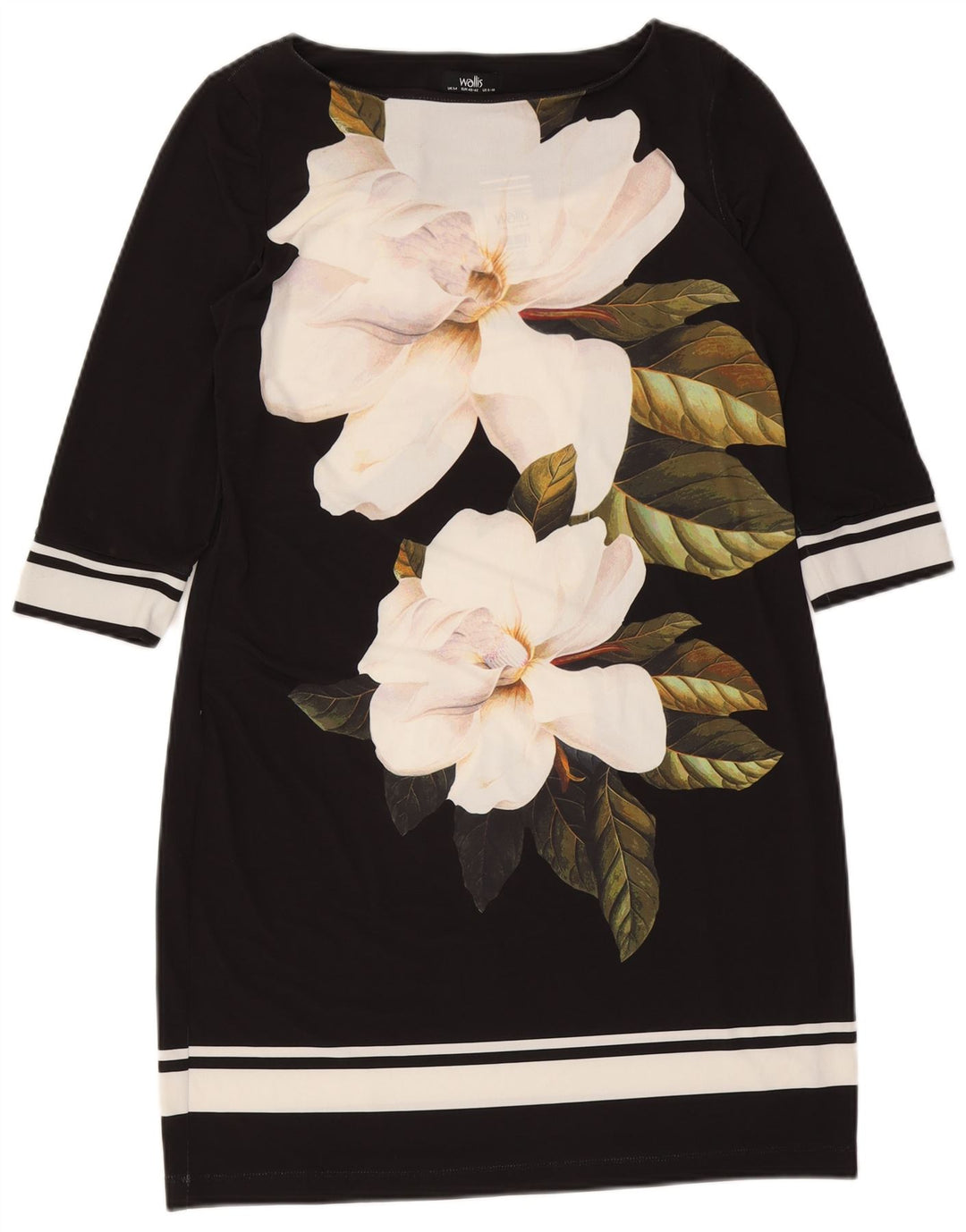 Женское платье-футляр Wallis с рукавом 3/4, США 8/10, средний черный полиэстер с цветочным принтом