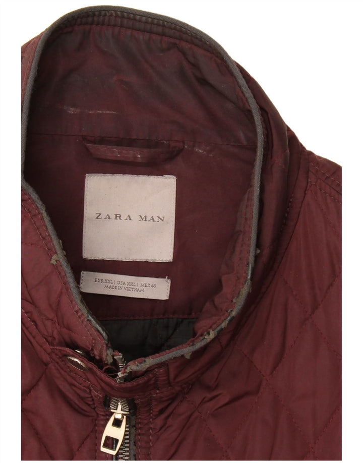 Мужская стеганая куртка Zara UK 44 2XL бордовая