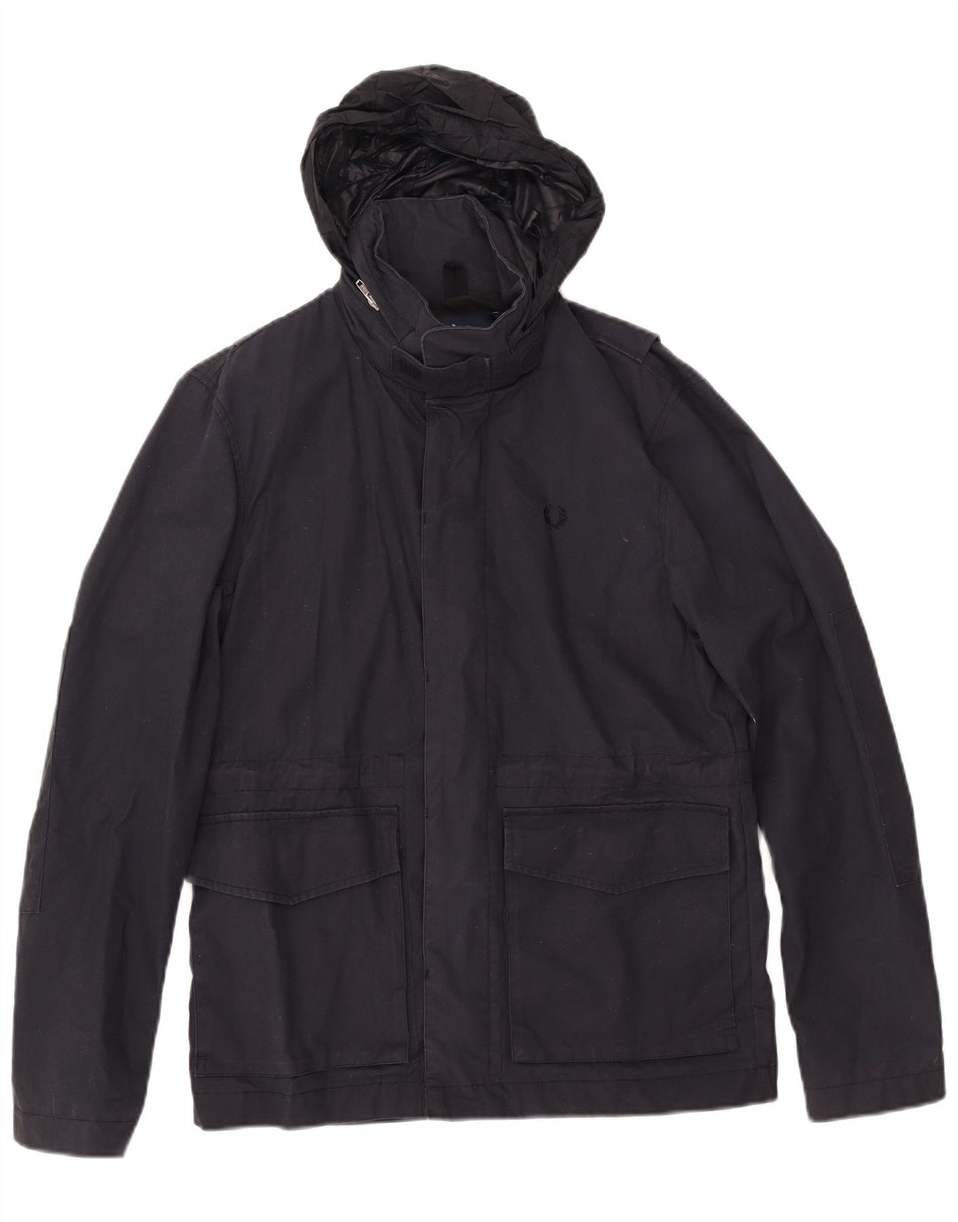 Мужская ветровка FRED PERRY с капюшоном, Великобритания 36, маленькая, темно-синяя, хлопок