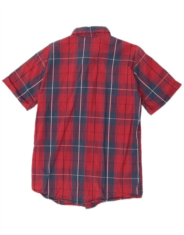 Мужская рубашка с коротким рукавом Jack & Jones среднего красного цвета, хлопок в клетку