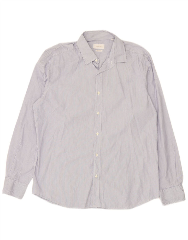 MASSIMO DUTTI Mens Shirt XL Blue Pinstripe