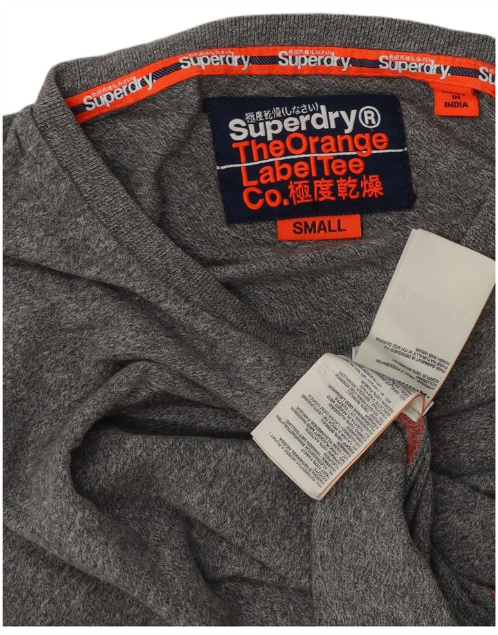 Мужской топ Superdry из хлопка с длинными рукавами, маленький серый в крапинку