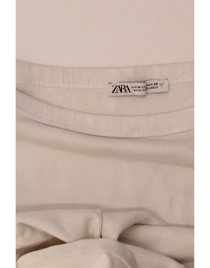 Женская укороченная футболка Zara UK 12, средний белый