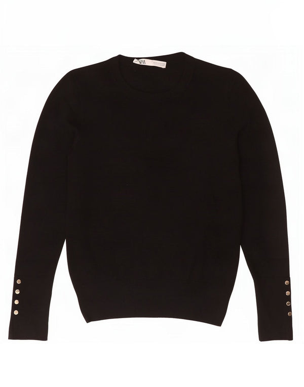 Женский джемпер с круглым вырезом Zara UK 10, маленький черный вискоза