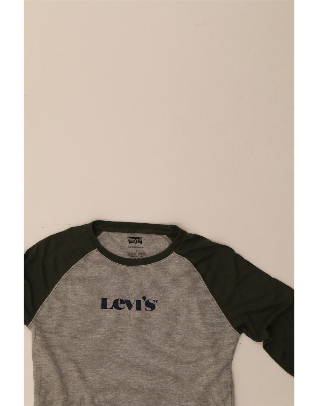 LEVI'S Boys Graphic Top Long Sleeve 12-13 Years Large Grey Colourblock Vintage Levi's and Second-Hand Levi's from Messina Hembry 