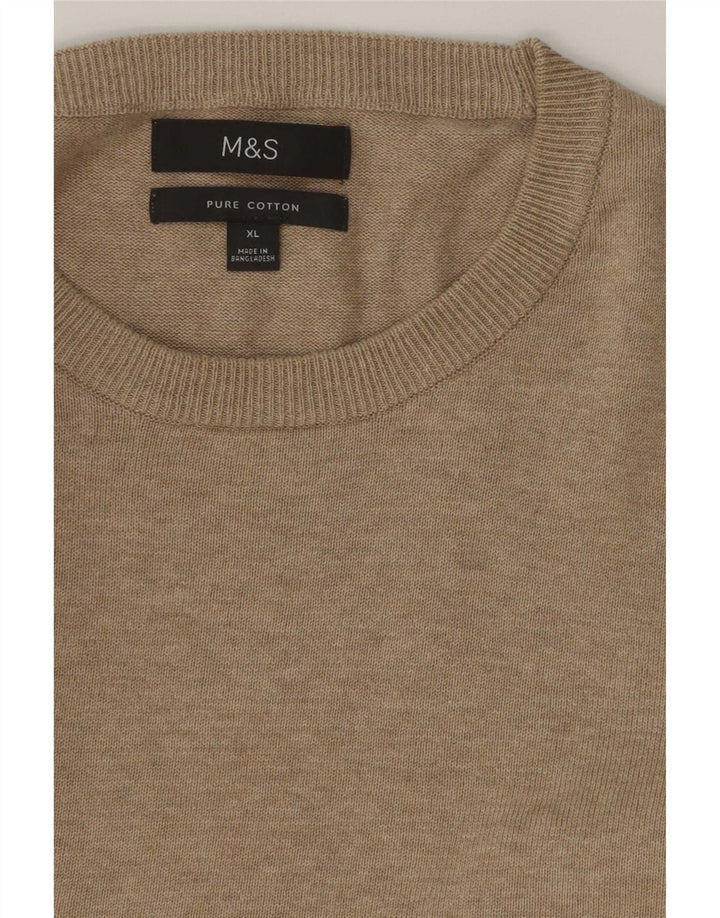 Мужской джемпер с круглым вырезом Marks & Spencer XL, бежевый хлопок