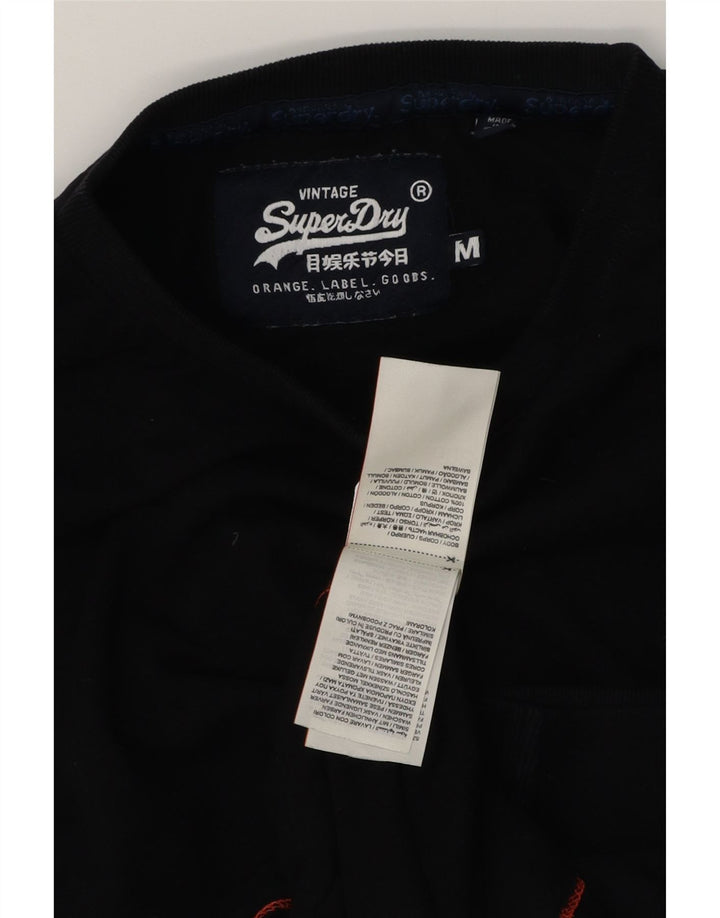 SUPERDRY Мужской топ с длинным рукавом, средний черный хлопок