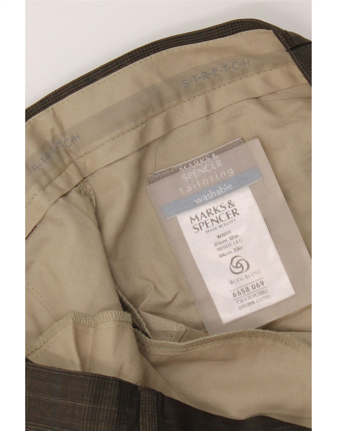 Мужские прямые костюмные брюки Marks & Spencer W32 L29 коричневые с узором "гусиные лапки"