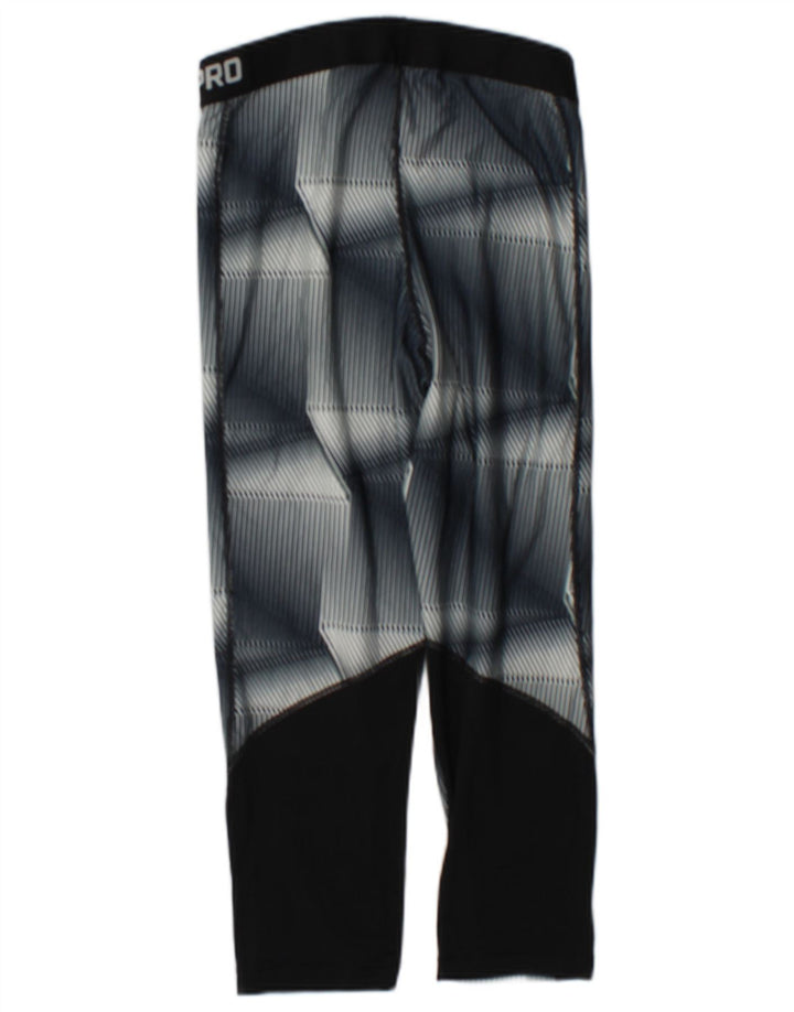 Женские леггинсы-капри Nike Dri Fit UK 12, полиэстер среднего серого цвета с геометрическим рисунком