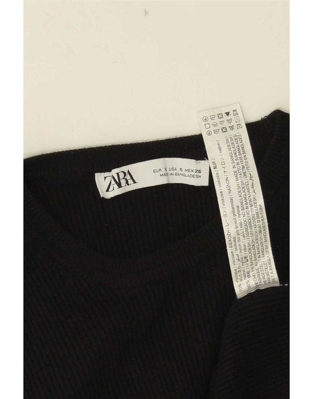 Женский укороченный топ Zara с рукавом 3/4, UK 8, маленький, черный, вискоза