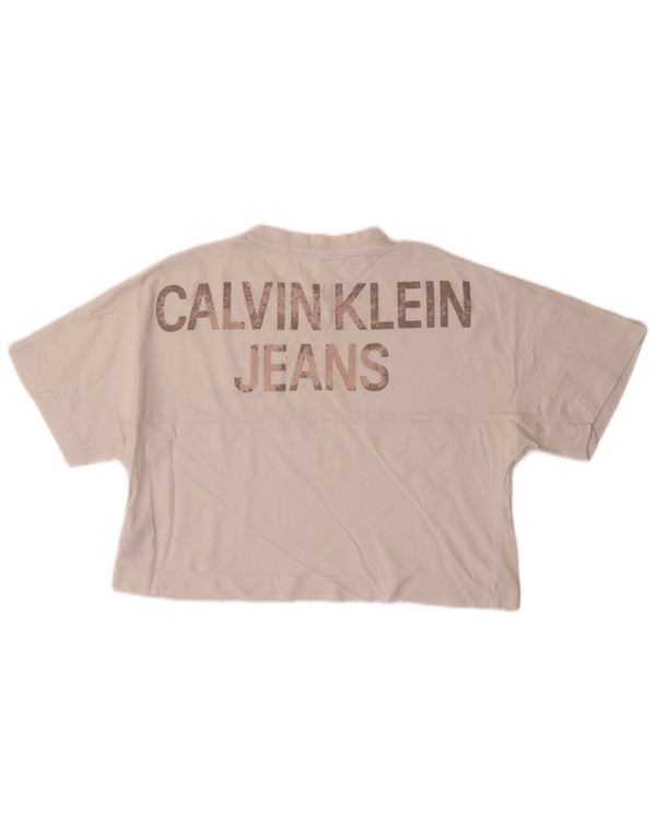 Calvin Klein Jeans Женская укороченная футболка оверсайз с рисунком Top UK 6 XS Белый