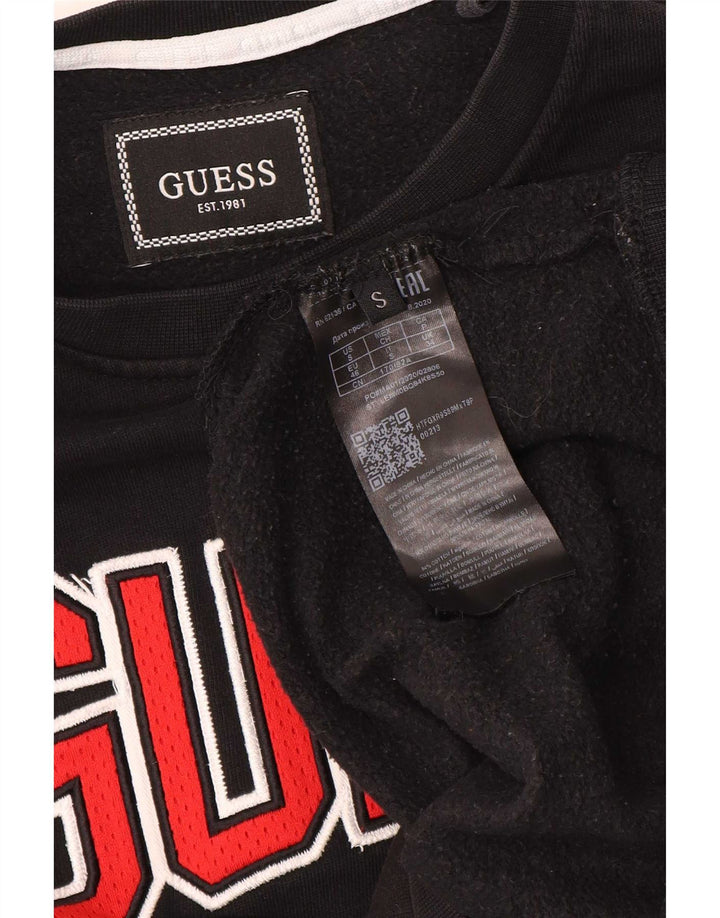Мужской джемпер Guess с рисунком, Великобритания 34, маленький, черный, хлопок