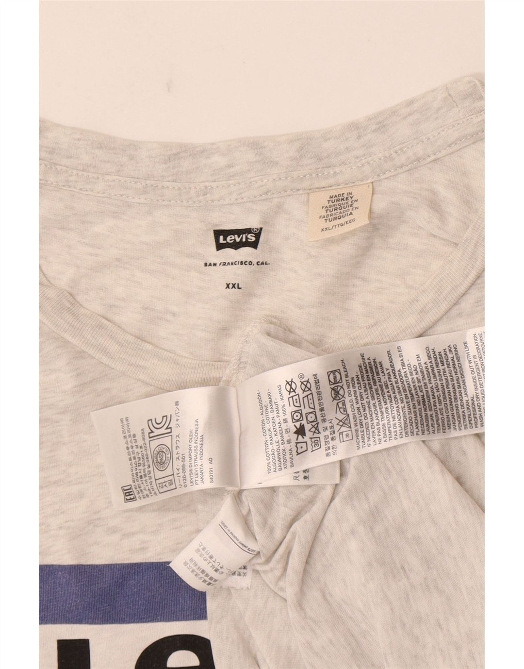 Мужская футболка с рисунком Levi's, 2XL, серый хлопок с крапинками