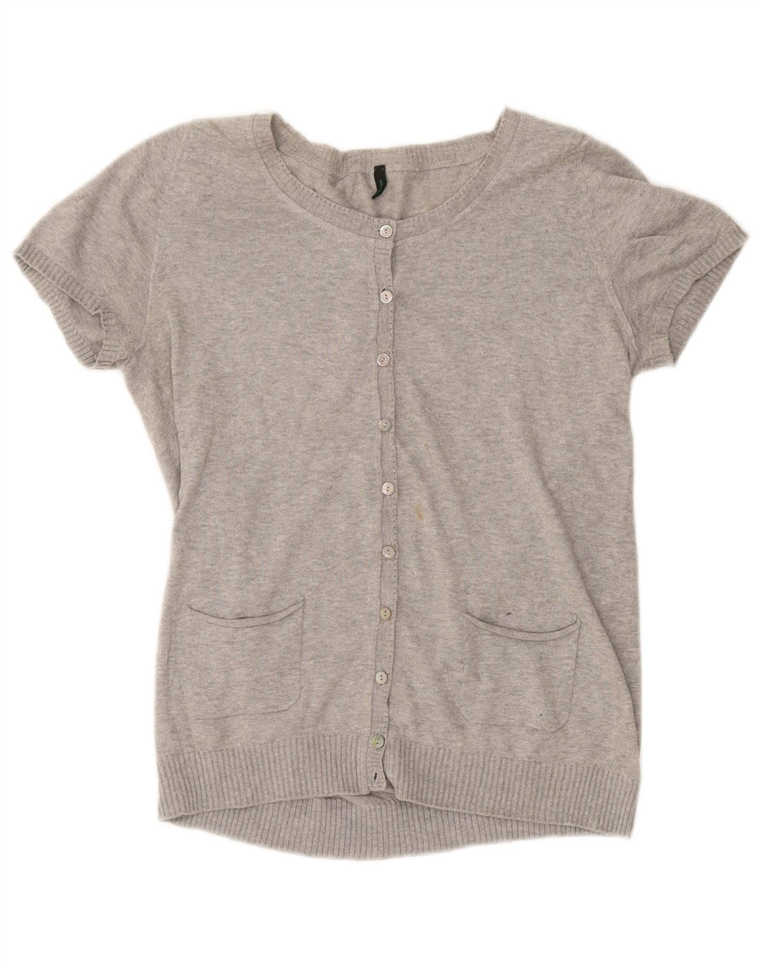 Женский кардиган с коротким рукавом BENETTON UK 12, средний серый в крапинку