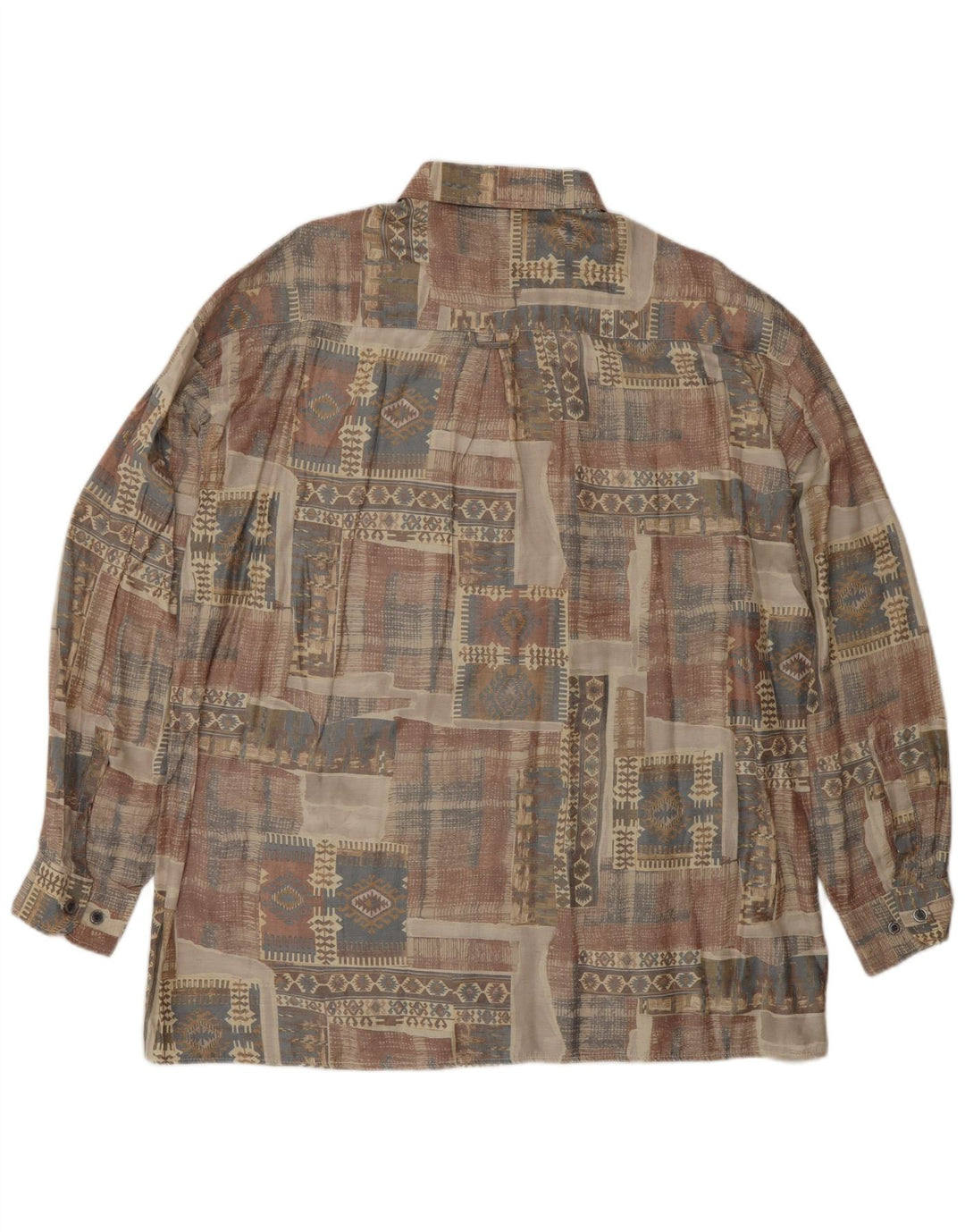 Мужская рубашка ANGELO LITRICO, размер 43/44 XL, бежевая, вискоза с геометрическим рисунком, ацтек