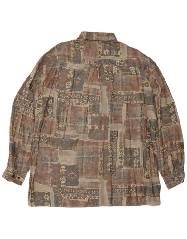 Мужская рубашка ANGELO LITRICO, размер 43/44 XL, бежевая, вискоза с геометрическим рисунком, ацтек