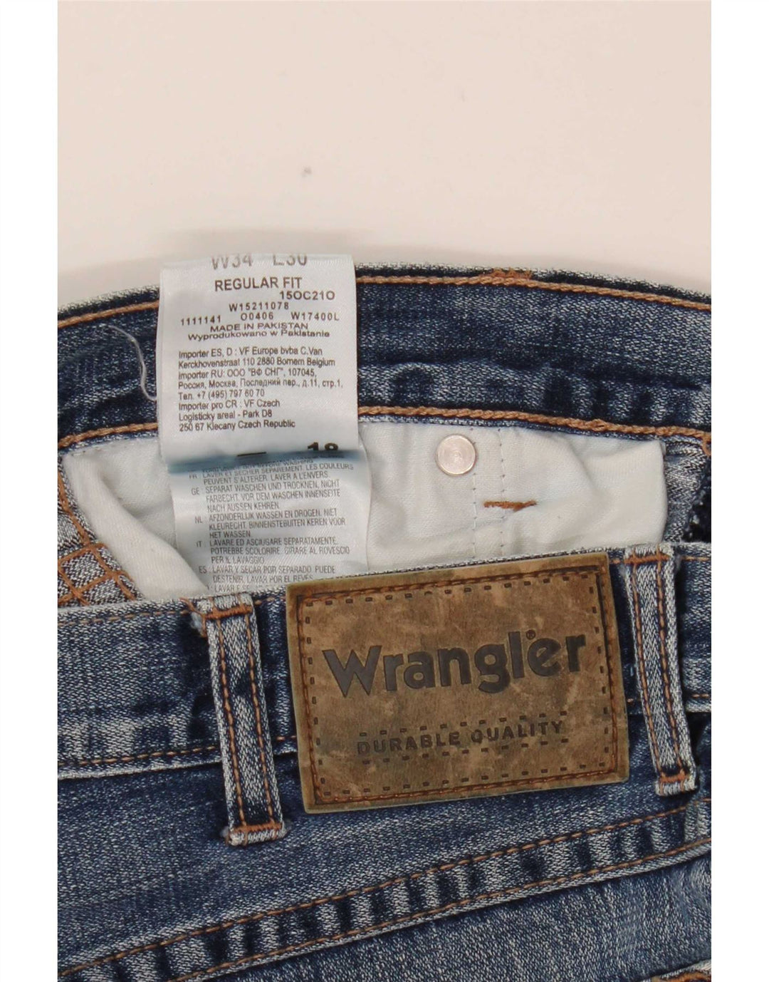 Мужские прямые джинсы Wrangler стандартного кроя W34 L30, синие, хлопок