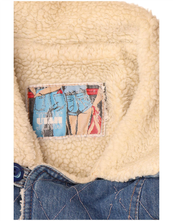 ВИНТАЖНАЯ мужская джинсовая куртка из шерпы UK 40, большая синяя хлопковая классика