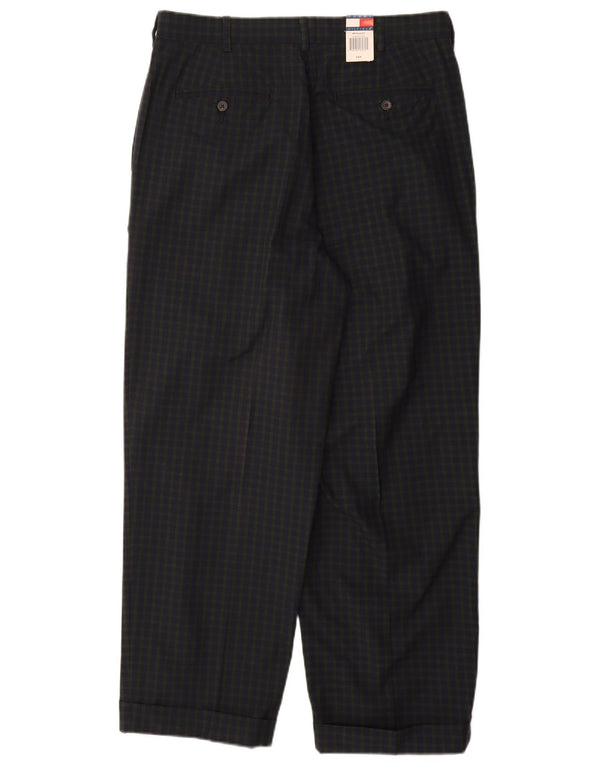 Tommy Hilfiger Мужские повседневные брюки с привязкой W33 L30 Темно-синие клетчатые хлопковые брюки