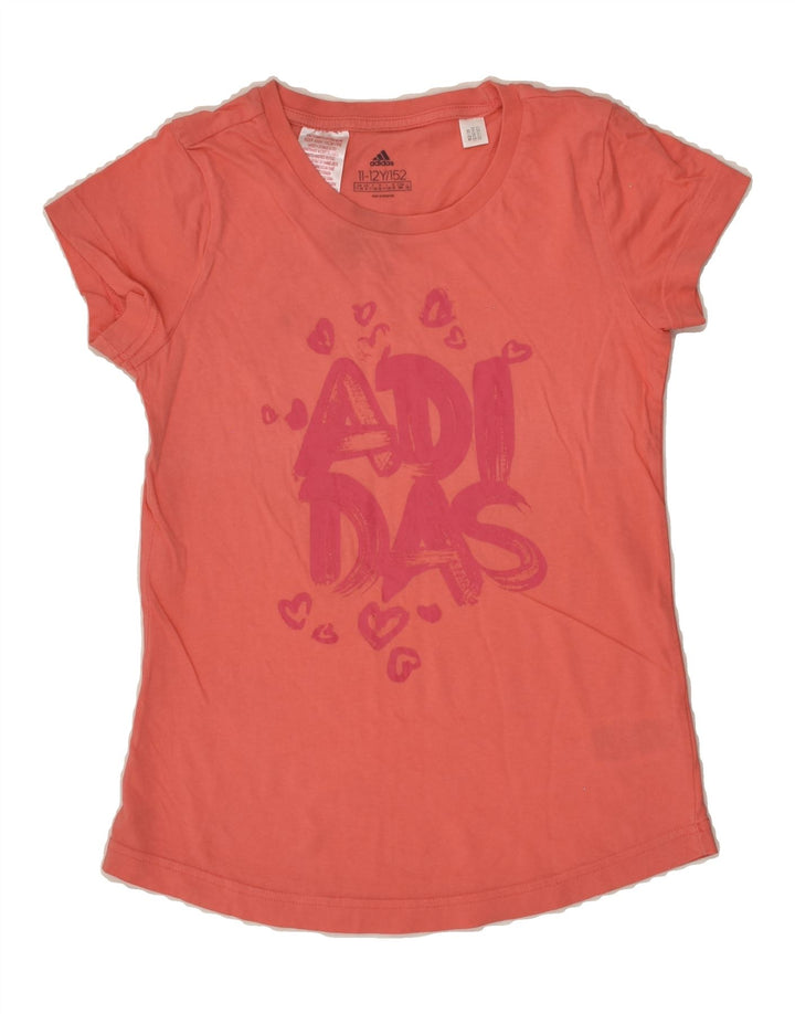 ADIDAS Girls Graphic T-Shirt Top 11-12 Years Pink Cotton | Vintage Adidas | Thrift | Second-Hand Adidas | Used Clothing | Messina Hembry 
