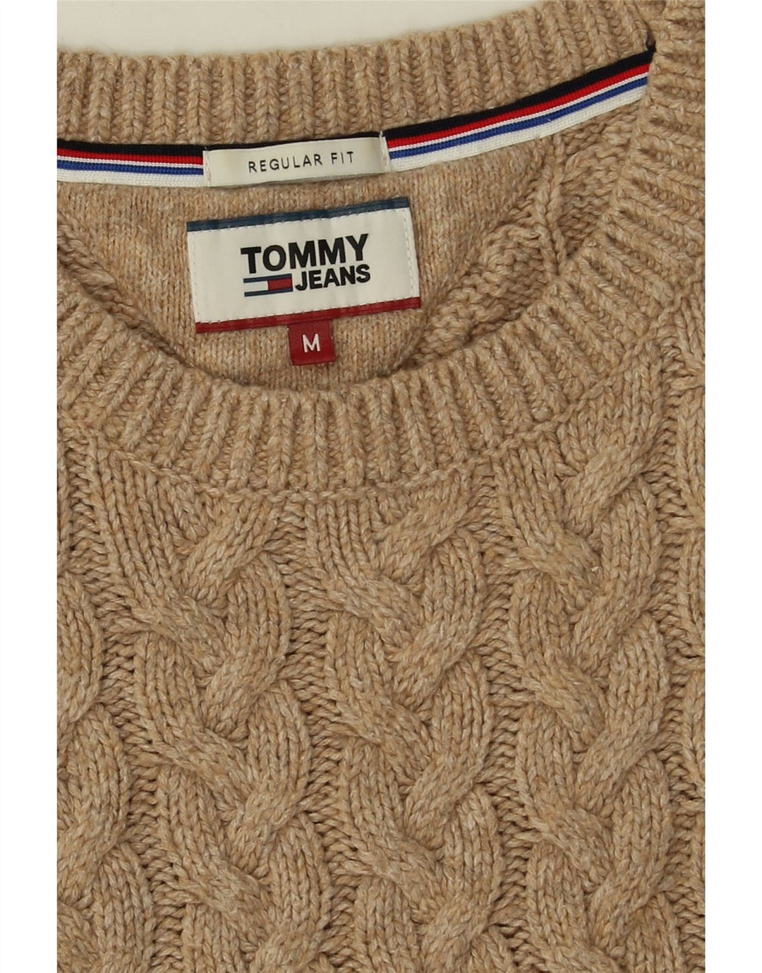 Мужской джемпер с круглым вырезом Tommy Hilfiger среднего размера, бежевый